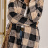 Fashion Street Plaid Split Joint Turndown Collar Outerwear