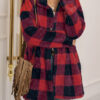 Fashion Street Plaid Split Joint Turndown Collar Outerwear