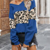 Fashion Street Leopard Split Joint V Neck Tops