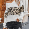 Fashion Street Leopard Split Joint V Neck Tops