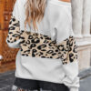 Fashion Street Leopard Split Joint V Neck Tops