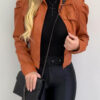 Fashion Street Solid Split Joint Turndown Collar Outerwear