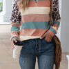 Fashion Street Striped Split Joint O Neck Tops