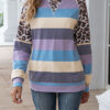 Fashion Street Striped Split Joint O Neck Tops