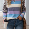 Fashion Street Striped Split Joint O Neck Tops