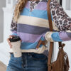 Fashion Street Striped Split Joint O Neck Tops