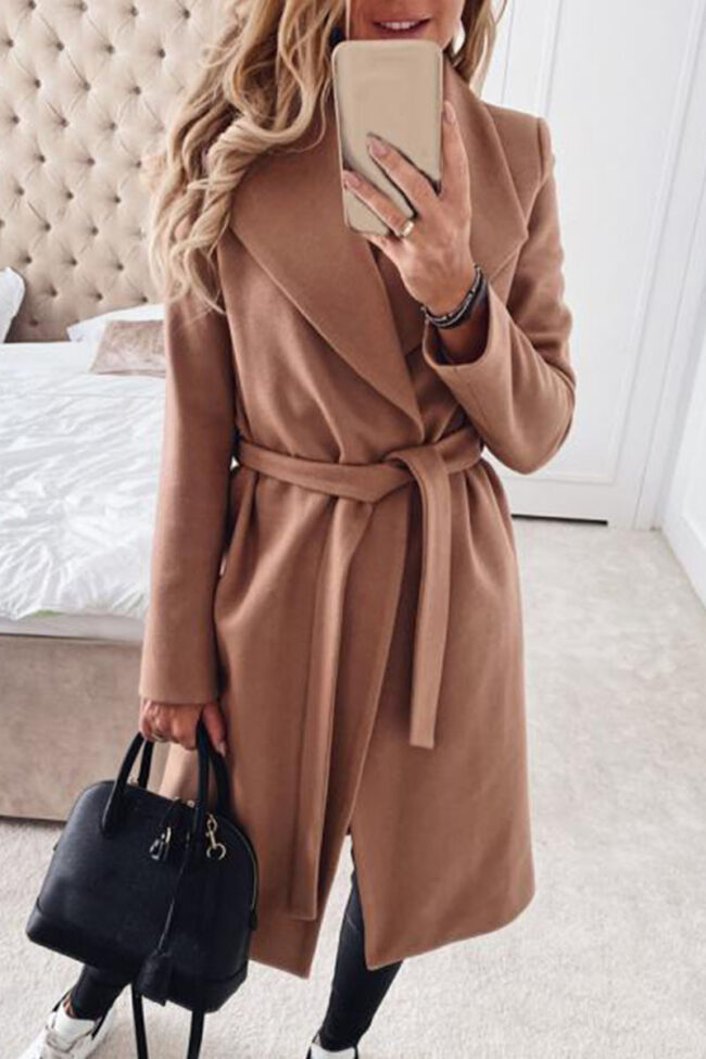 Fashion Sweet Solid Cardigan Turndown Collar Outerwear