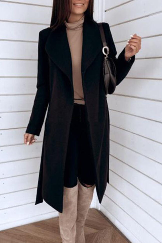 Fashion Sweet Solid Cardigan Turndown Collar Outerwear