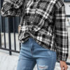 Fashion Street Plaid Split Joint V Neck Tops