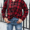 Fashion Street Plaid Split Joint V Neck Tops