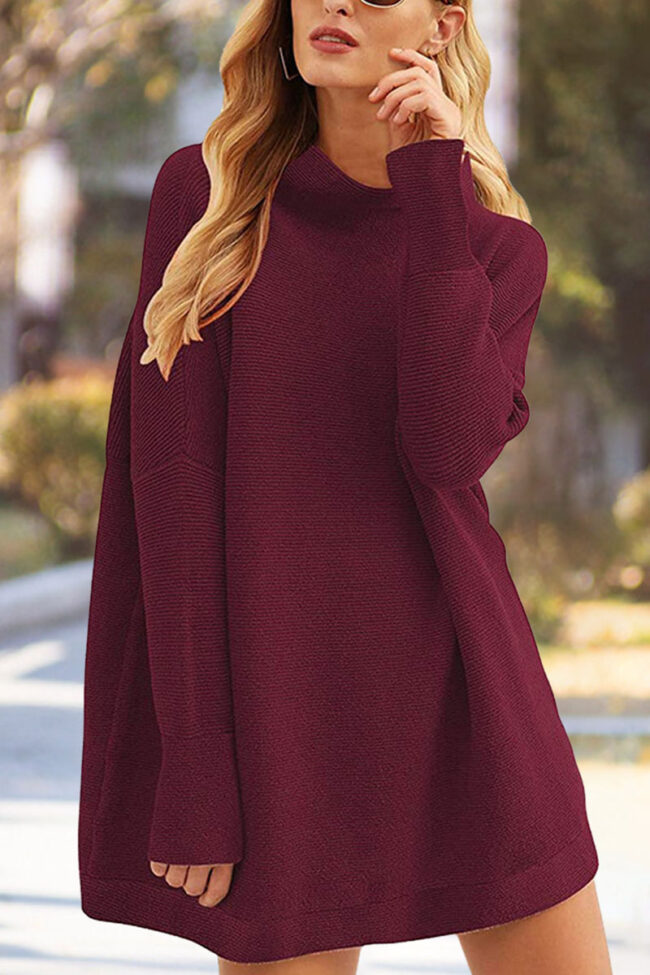 Fashion Casual Solid Split Joint Turtleneck Tops