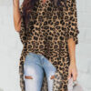 Fashion Sexy Camouflage Print Split Joint V Neck Tops