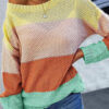 Fashion Casual Striped Split Joint O Neck Tops