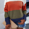 Fashion Casual Striped Split Joint O Neck Tops