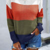 Fashion Casual Striped Split Joint O Neck Tops