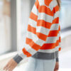 Fashion Casual Striped Split Joint O Neck Tops