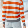 Fashion Casual Striped Split Joint O Neck Tops