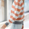 Fashion Casual Striped Split Joint O Neck Tops