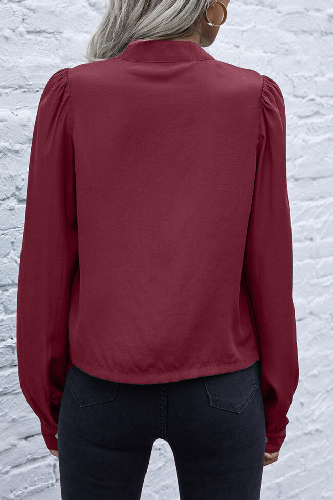 Fashion Street Solid Split Joint O Neck Tops