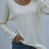 Fashion Street Solid Hollowed Out O Neck Tops