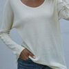 Fashion Street Solid Hollowed Out O Neck Tops