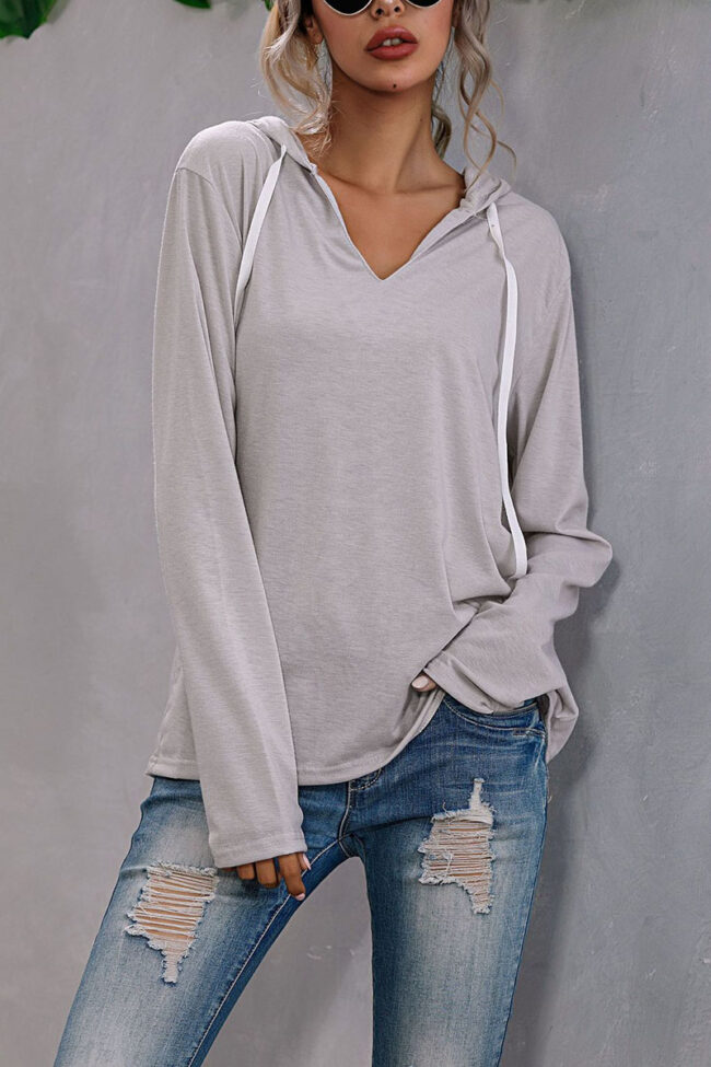 Fashion Street Solid V Neck Tops