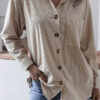 Fashion Casual Solid Pocket Turndown Collar Tops