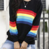 Fashion Casual Striped Split Joint O Neck Tops