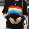 Fashion Casual Striped Split Joint O Neck Tops