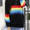 Fashion Casual Striped Split Joint O Neck Tops