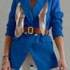 Fashion British Style Solid With Belt Turn-back Collar Outerwear