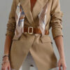 Fashion British Style Solid With Belt Turn-back Collar Outerwear