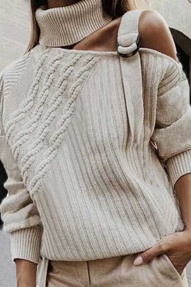 Fashion Street Solid Turtleneck Tops