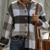 Casual Geometric Striped Pocket Buttons Shirt Collar Outerwear