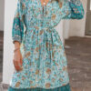 Fashion Street Print V Neck A Line Dresses