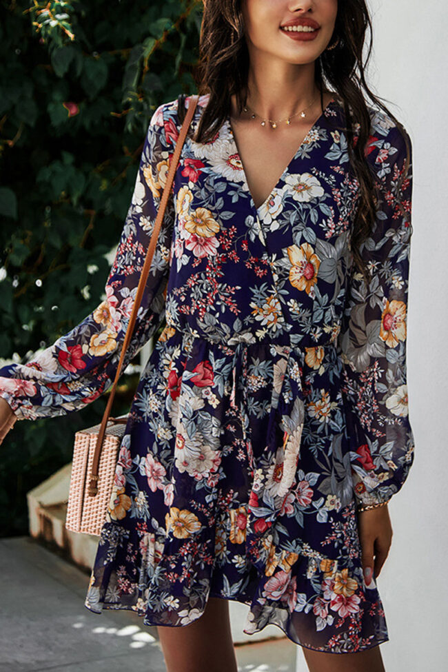 Fashion Street Print V Neck Printed Dress Dresses