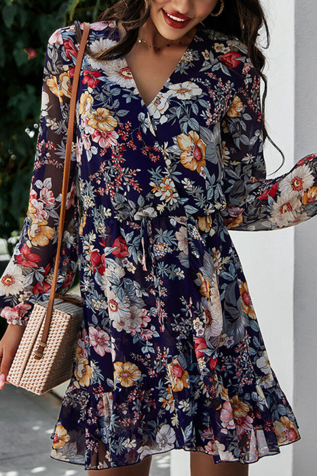 Fashion Street Print V Neck Printed Dress Dresses